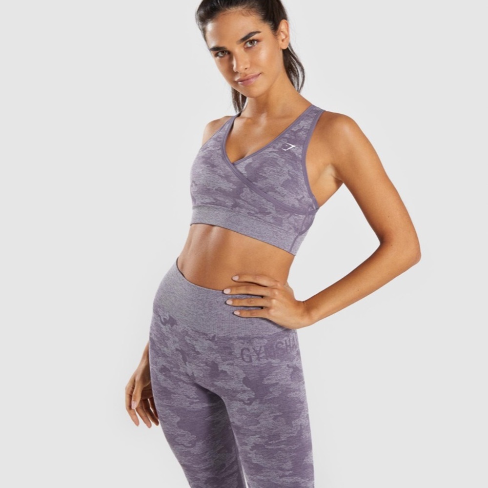 gymshark camo seamless sports bra - lavender